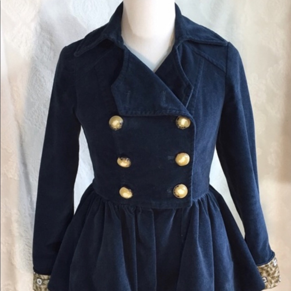 Anthropologie Idra jacket Corduroy Velvet Navy 2